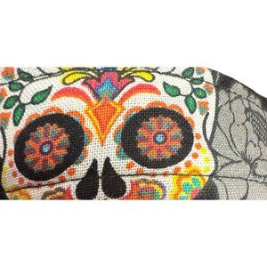 Colorful Day Of The Dead Adjustable Dog Harness Collar With D-Ring Clip